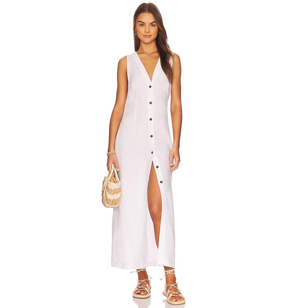 ONIA Linen Air Linen Button Down Maxi DressMaxi White Size Medium